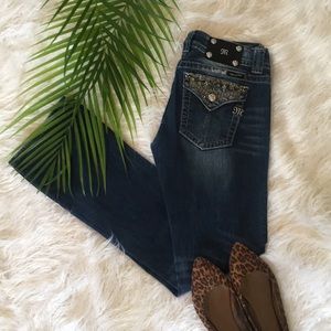 Miss Me Bootcut Jeans w/Rhinestone Flaps